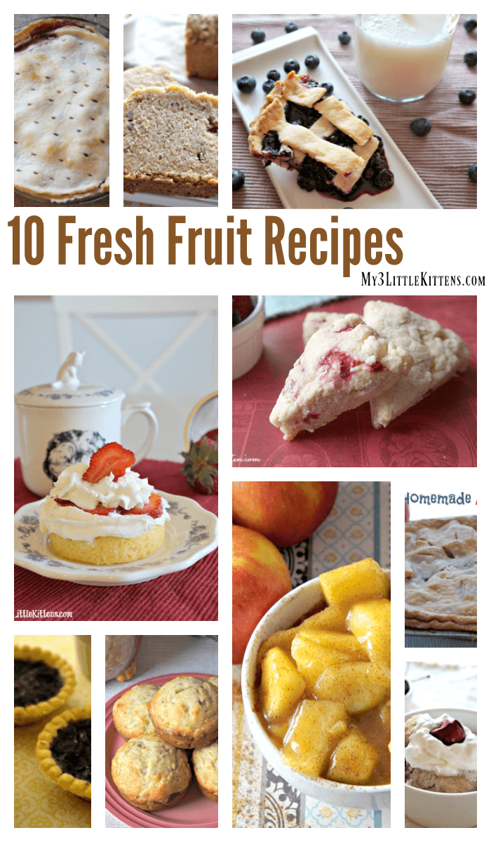These 10 Fresh Fruit Recipes are Perfect for Summer or Anytime. Strawberries, Cherries, Blueberries, Apples, Banana and Many More!