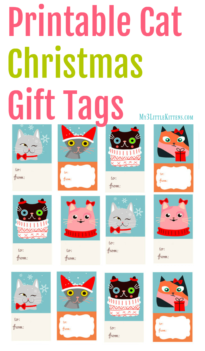 Printable Cat Christmas Gift Tags. Say Merry Christmas the kitty way!