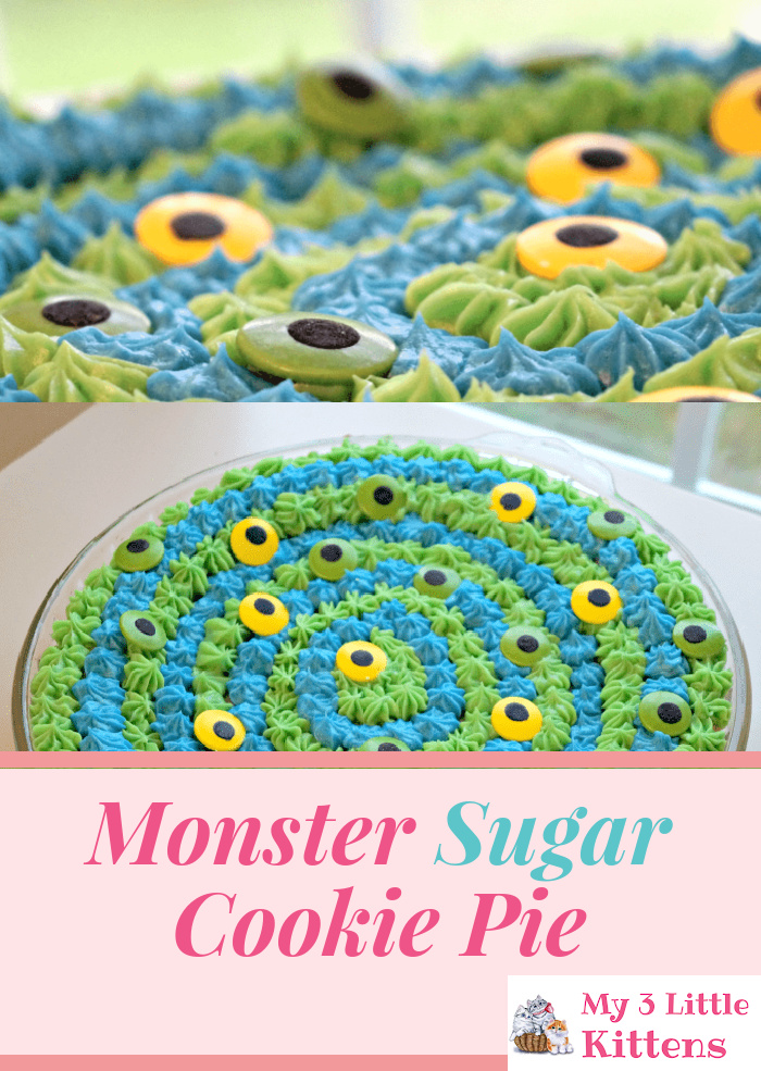 Monster Sugar Cookie Pie that is the perfect dessert for Halloween, Fall, or any occasion!